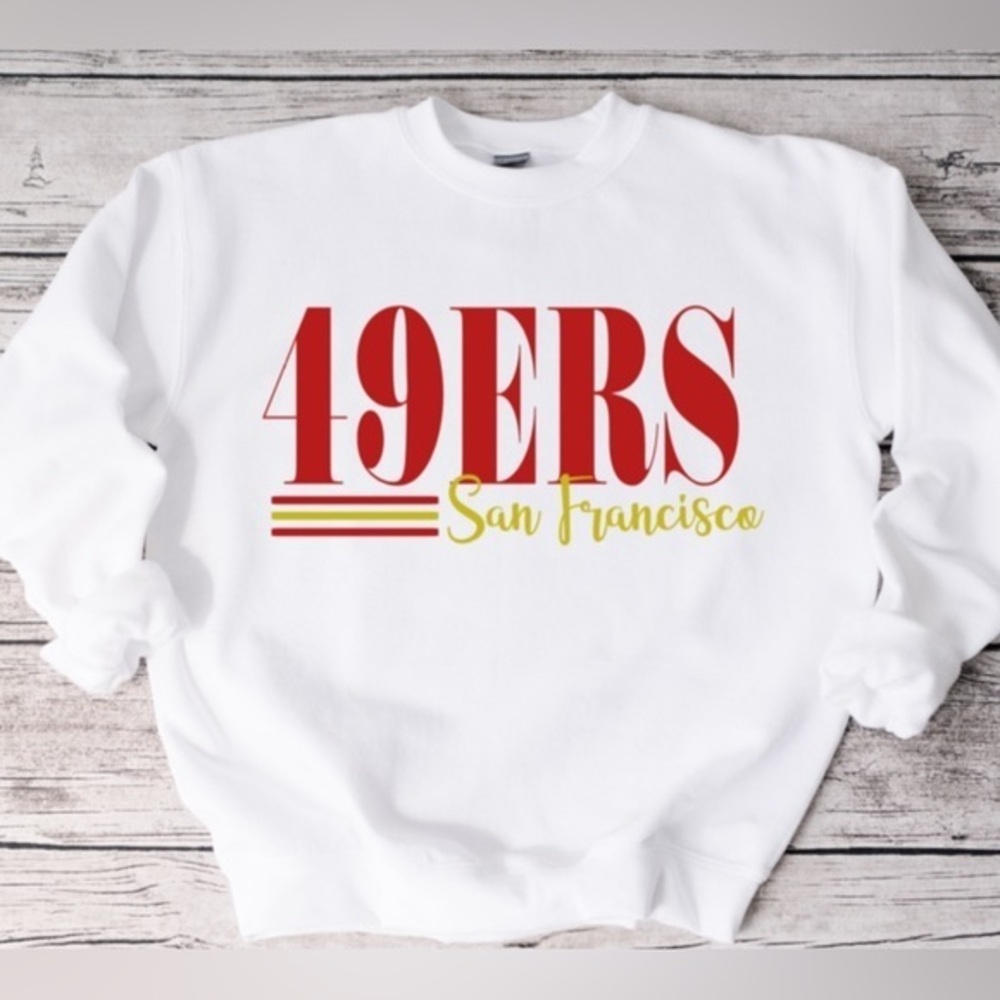 49ers striped crewneck